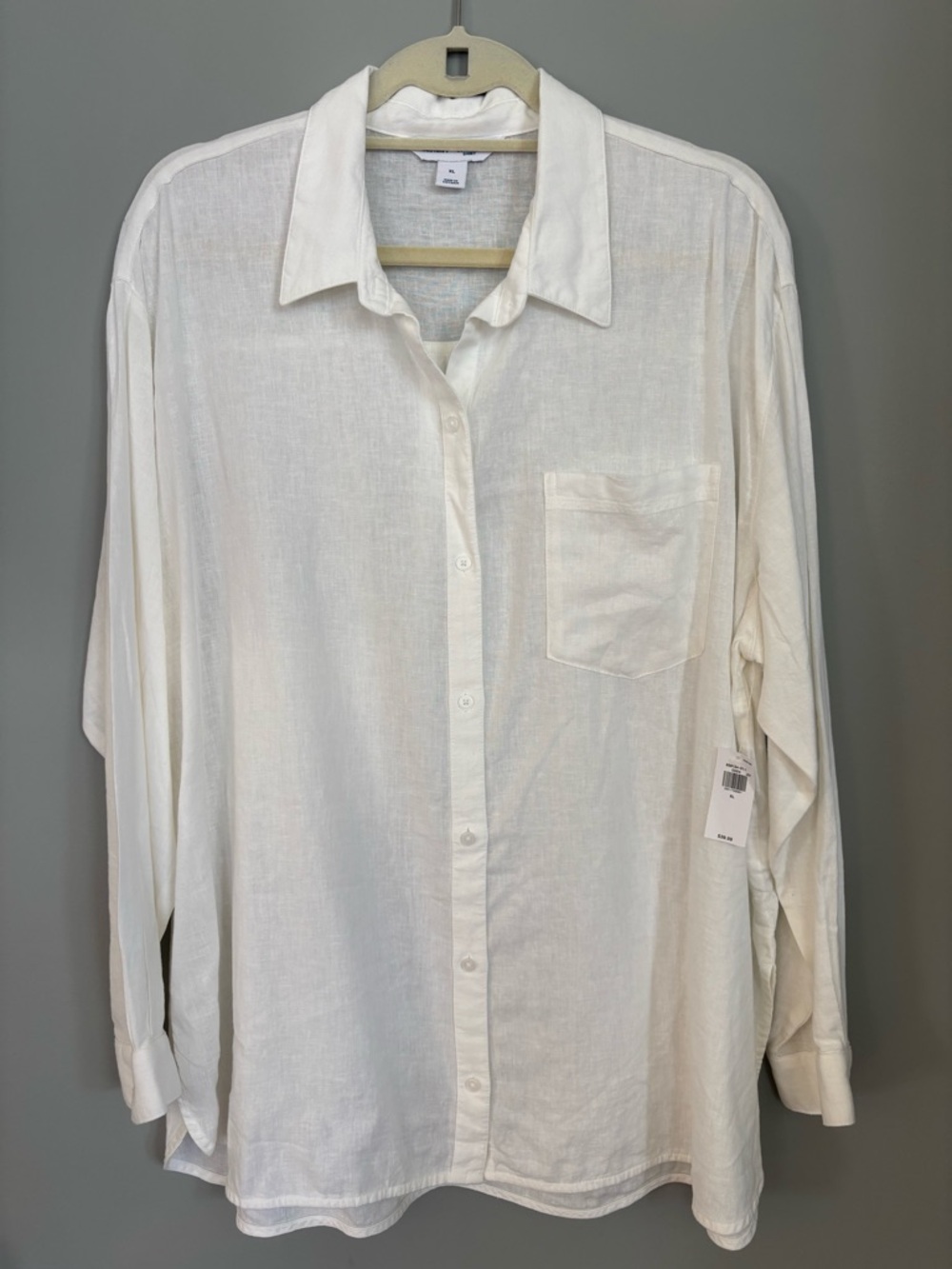 Old Navy White Linen-Blend Casual Button-Down Shirt